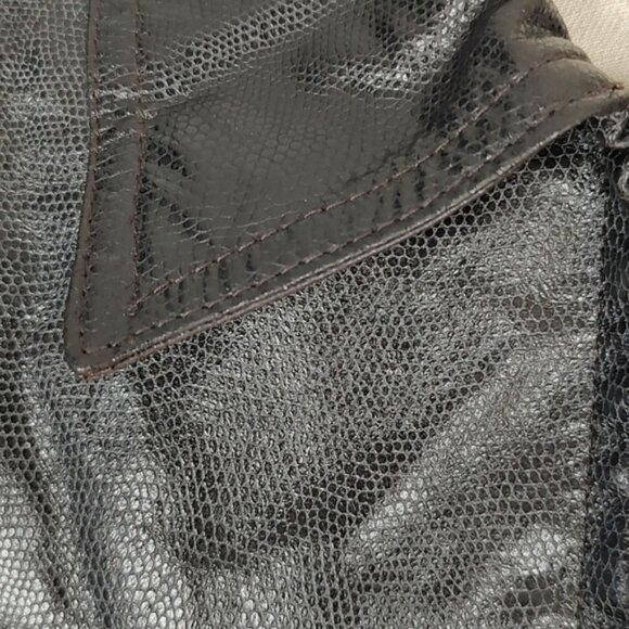 Leather Snake Print Vintage Jacket by Danier Size  Womens Small Lined Oversized - Picture 9 of 10